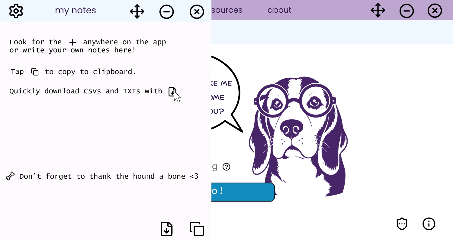 LinkHound UI - Carousel image 2 - Notepad interface of LinkHound Free DMCA Takedown Software
