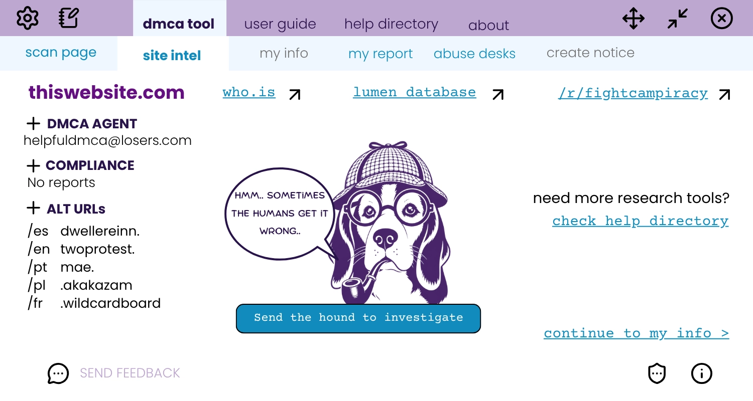 LinkHound UI - Carousel image 5 - Site Intelligence of LinkHound Free DMCA Takedown Software